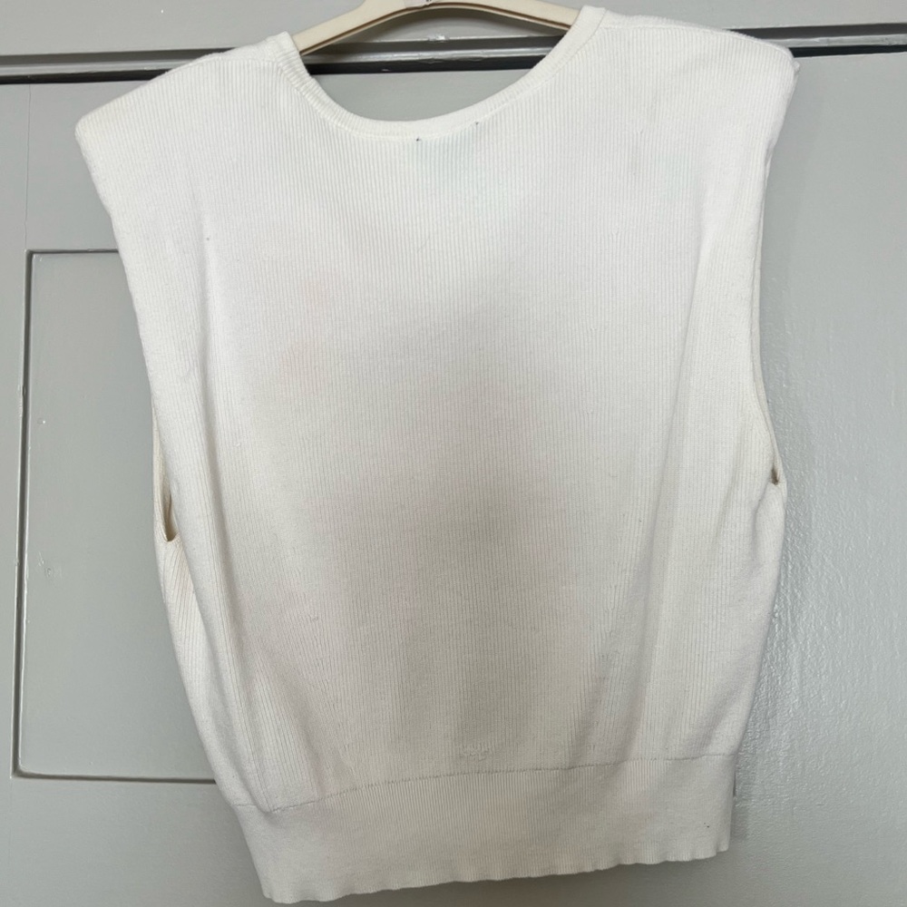 Express Cream Ribbed Knit Top - Picture 3 of 6